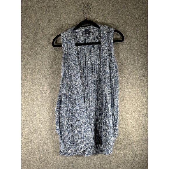 Gap Sweater‎ Women Medium Blue Sleeveless Knit Oversized Open Vest Casual - Picture 1 of 8
